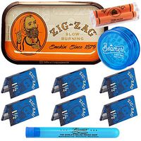 Zig Zag Orange Metal Rolling Tray, 10.5" Wide x 6.5" Long + 6 Packs of Zig Zag 1 1/2 Size Ultra Thin Papers + 78mm Zig Zag Roller + Limited Edition Beamer Smoke Sticker