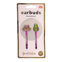 DCI in-Ear Headphones, Gato Taco Earbuds, Pink Cord, 3.5mm Socket, Smartphone, Laptop, Tablet Compatible