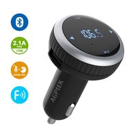 AGPtek Wireless In-Car Bluetooth 4.2 FM Transmitter Radio Adapter Car Kit with Faster USB Car Charger and Hands Free Calling, Support TF Card and USB Flash Disk Play