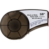 M21-375-499-TB Cartridge with Ribbon High Adhesion Nylon Label Tape,Black on White Nylon Cloth Film Compatible with BMP21-PLUS/ID PAL,BMP21-LAB/LABPAL Portable Label Printer-16' Length 3/8" Width