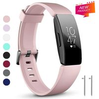 HQzon Compatible Bands/Clips Replacement for Fitbit Inspire & Fitbit Inspire HR Fitness Tracker, Made of Soft Comfortable Silicone（Band-Pink-L）