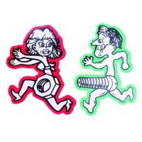 1 Pair Funny Men Bolt Chase Women Nut Run Car Sticker Motorcycle Decal Accessory - Green Man