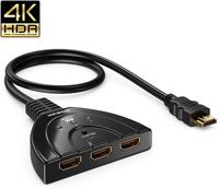 3 Port HDMI Switch, QGECEN High Speed HDMI Switcher Splitter 3 in 1 Out, Supports 4K, 1080p, 3D, HDCP for Chromecast/Roku/Fire tv Stick/Apple TV/Samsung TV/Blu Ray Player/Playstation/Wii U/Laptop