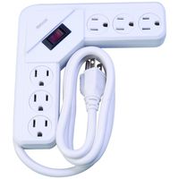Woods 41378 L-Shaped Power Strip with 6 Outlets, Overload Safety Feature, 4 Foot Cord, White