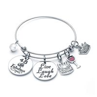 M MOOHAM 45th Birthday Gifts for Women - Charmed Bracelets 45 Birthday Gifts for Women Bestfriend Friends BFF Co-Worker Sisters Birthday Christmas Valentine's Present Live Laugh Love Bracelet