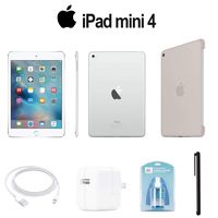 Apple 128GB iPad Mini 4 (Wi-Fi Only, Silver) (MK9P2LL/A) with Silicone Case - Stone + Accessories