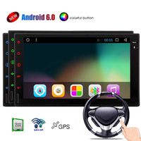Universal Double Din Androoid 6.0 Marshmallow Car Stereo System in Dash Audio Radio Player GPS Navigation WiFi 7 inch Screen Mirroring Automotive Head Unit Coloful Key Lights 2 din Video Player