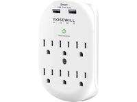 Rosewill 6 Outlet Surge Protector Wall Outlet with 2 USB Outlet Wall Ports 2.4A