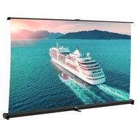 Projector Screen, Indoor Outdoor Portable Movie Screen Pull Down 32 Inch Diagonal 16:9 HD Projection Manual with Auto Lock, Table-Top Matte White Fabric for Home Theater Cinema Office Presentation