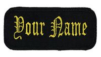 Name Patch Uniform Work Shirt Personalized Embroidered Black Border with Black. Hook Fastener.