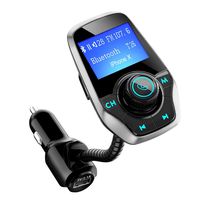 TopElek Bluetooth FM Transmitter for Car, Wireless Radio Transmitter Adapter with Power Off Function, Hands-Free Car Kit, 1.44'' LCD Diaplay, Music Player, 2 USB Ports, AUX in, TF Card-Sliver