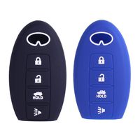 2Pcs XUHANG Sillicone key fob Skin key Cover Remote Case Protector Shell for Infiniti EX35 FX50 G35 G37 M45 QX56 FX50 M35 M56 QX60 QX80 Smart Remote 4 Button Blue Black
