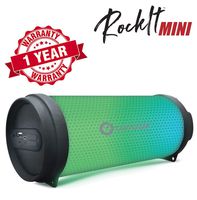 Woozik Rockit Mini Portable LED Bluetooth Speaker, Wireless Boombox with Lights, FM Radio, Indoor/Outdoor with Aux and USB Support