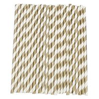 25Pcs Qingsun Weeding Cupcake Party Striped Drinking Paper Straws(Coffee)