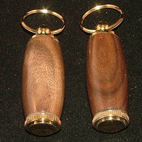 Pill Case Keychain in Walnut, American Black and 10k Gold