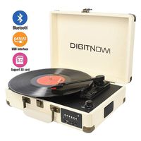 DIGITNOW Record Player, Turntable Suitcase with Multi-function Bluetooth/FM Radio/USB and SD Card Port/Vinyl to MP3 Converter