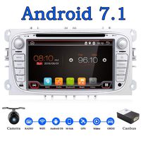 Android 7.1 4-Core Wifi Model 7" Full touch-screen Car DVD CD player GPS 2 din Stereo GPS Navigation for Ford Focus With Camera&Canbus Color Sliver