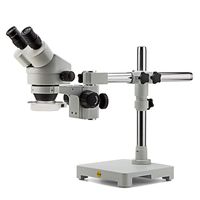 Swift S7 7X-45X Binocular Stereo Dissection Microscope, WF10X Eyepieces, 0.7X-4.5X Objective Power, 0.5X and 1X Additional Objective Lenses, 56-Bulb LED Ring Light, Single-Arm Boom Stand