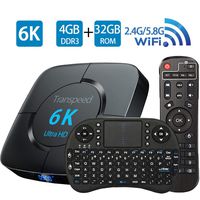 Android Tv Box 9.0, Android Box Support 3D 4K 6K Ultra HD H.265 USB 3.0 TV Box 4GB RAM 32GB ROM 2.4G 5.8G WiFi Allwinner H6 Quad Core 64bits with Bluetooth 4.0 and Mini Keyboard Set Top TV Box