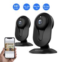 SMONET Wireless IP Camera, HD IP Security Camera Built in Two-Way Audio, Security Surveillance CCTV Camera with Night Vision-Cloud Service Available(2packs,Black)