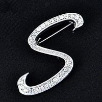 27C1 Womens Lady Rhinestone Crystal Letters Wedding Jewelry Bouquet Brooch Pin Popular Novelty Creation Party Girl Jewerly Accessories Creative | Pattern - S