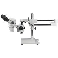 AmScope ZM-4BN3 Professional Binocular Stereo Zoom Microscope, EW10x Focusing Eyepieces, 2X-45X Magnification, 0.67X-4.5X Zoom Objective, Ambient Lighting, Double-Arm Boom Stand, Includes 0.3X Barlow Lens
