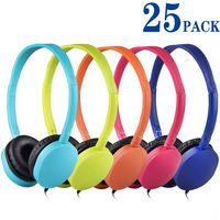 Bulk Headphones 25 Pack Multi Colored for Classroom, HONGZAN Wholesale Stereo Kids Headphones Earphones for Students, Schools, Libraries, Laboratories, Museums, Testing Centers, Hotels (5 Mixed Color)