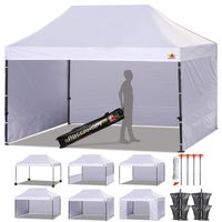ABCCANOPY Canopy Tent Popup Canopy 10x15 Pop Up Canopies Commercial Tents Market stall with 6 Removable Sidewalls and Roller Bag Bonus 4 Weight Bags and 10ft Half Wall, White