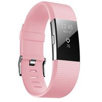 JUNYI Fitbit Charge 2 Bands,Classic Sports Watch Adjustable Replacement Comfortable Bands for Fitbit Charge 2 Fitness Smart Wristbands Strap (Pink Small)