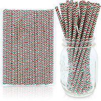 Party On Tap Xmas Straws - Pack of 50 Holiday Themed Red, Green and White Christmas Paper Straws - Biodegradable and Disposable 7.75 inches