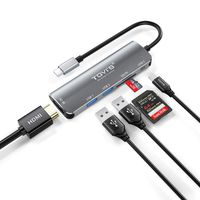 USB C Hub Adapter by TGVIS, Type C Hub for MacBook Pro/Air, iPad Pro 2018/2019, Switch, XPS, with 4K HDMI, SD and TF Card Reader Slot, 2 USB 3.0 Ports, USB C PD3.0 Fast 100W Max Power Delivery