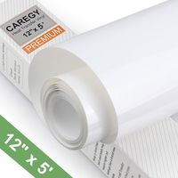 CAREGY Iron on Heat Transfer Vinyl Roll HTV (12''x5',White)