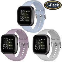 QIBOX Bands Compatible with Fitbit Versa/Versa Lite/SE, Soft Silicone Breathable Replacement Sport Wristband Women Men Accessories for Versa Smartwatch Large Small 3-Pack