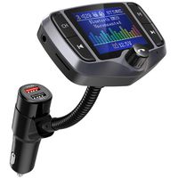 Nulaxy Bluetooth FM Transmitter for Car, 1.8" Color Screen Wireless Radio Adapter Handsfree Car Kit with QC3.0 & 5V/2.4A Charging, Support USB Drive, microSD, Aux, EQ, Car Battery Reading- KM29 Grey