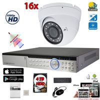 Evertech 32 Channel HD DVR w/ 16 pcs 4in1 AHD TVI CVI Analog 1080P CCTV Home Security Dome Camera System w/ 4TB Hard Drive