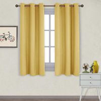 NICETOWN Triple Weave Microfiber Home Thermal Insulated Solid Ring Top Blackout Curtains/Drapes for Bedroom(Yellow, Set of 2, 42 x 63 Inch)