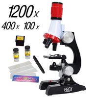 Science Kits for Kids Microscope Beginner Microscope Kit LED 100X, 400x, and 1200x Magnification Kids Science Toys,red