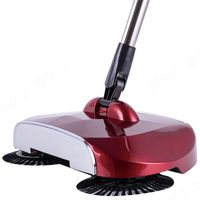 Lovt Pro Spin Sweeper Automatic Hand Push Broom,360 Rotary Hand Push Sweeper with Adjustable Handle,Without Electrictly,Home Use Manual Telescopic Floor Dust Sweeper,Good Gift!(Red)