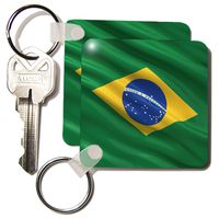 3dRose Flag of Brazil Key Chains, Set of 2 (kc_173263_1)