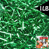 Green Crinkle Cut Paper Shred Filler Gift Filler 1 LB for Gift Wrapping Basket Filling Shiny Green