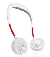 Hands Free Portable Neck Fan - 2000mAh Rechargeable Mini USB Personal Fan Battery Operated with 3 Level Air Flow, 7 LED Lights for Home Office Travel Indoor Outdoor (White)