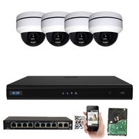 GW Security 8 Channel 4K NVR 5MP IP PoE PTZ Camera System, 4pcs 5MP 1920p PoE 5X Optical Pan Tilt Zoom Dome Security Camera, Outdoor/Indoor Day/Night Vision, Remotely PTZ Control and Remote View