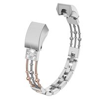 Wearlizer Compatible with for Metal Fitbit Alta Bands for Women Small Fitbit Alta hr Women Metal Replacement Bands Accessories Straps Bracelet Bangle Wrist Bands Small Large (Rose Gold + Silver)