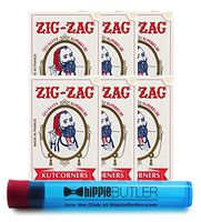 Zig Zag White Single Wide Cut Corners Rolling Papers (6 Packs) with Hippie Butler KewlTube