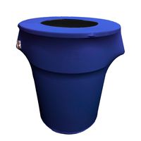 LA Linen Stretch Spandex Trash Can Cover 55-Gallon Round, Royal Blue