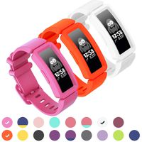 GVFM Compatible with Fitbit Ace 2 Bands for Kids 6+, Soft Silicone Bracelet Accessories Sport Strap Boys Girls Wristbands Compatible for Fitbit Ace 2 (3-HotPink, OrangeRed, White)
