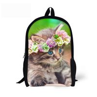 CHAQLIN Cute Cat Girls School Bags 3D Floral Day Packs for Women