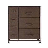 Dresser with 7 Drawers - Furniture Storage Tower Unit for Bedroom, Hallway, Closet, Office Organization - Steel Frame, Wood Top, Easy Pull Fabric Bins, Brown