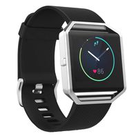 SKYLET Compatible with Fitbit Blaze Bands with Frame, Silicone Replacement Bands Breathable Sport Strap Compatible with Fitbit Blaze Fitness Watch Women Men Black