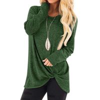 KYLEON Women's Sweatershirt Casual Round Neck Long Sleeve T-Shirt Knot Side Twist Knit Pullover Tunic Tops Sweater Jumper